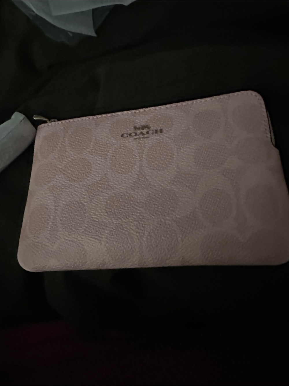 Coach Pale Pink Signature Zip Wristlet